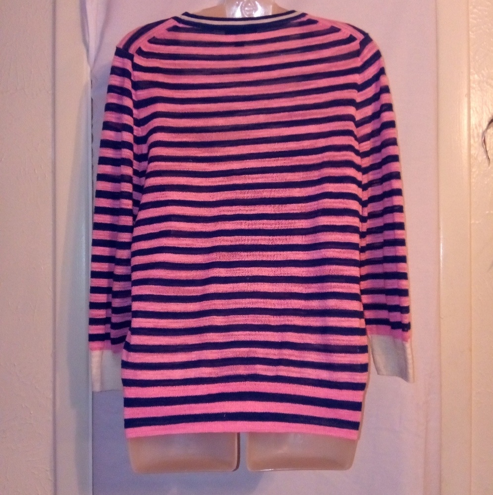 J. Crew Light pink stripped Cardigan - Picture 2 of 4